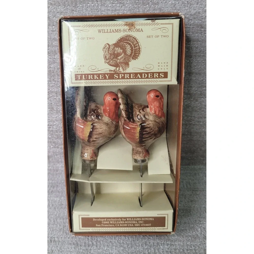 Williams Sonoma Pair of Turkey Spreader Knives Thanksgiving Fall Old New Stock
